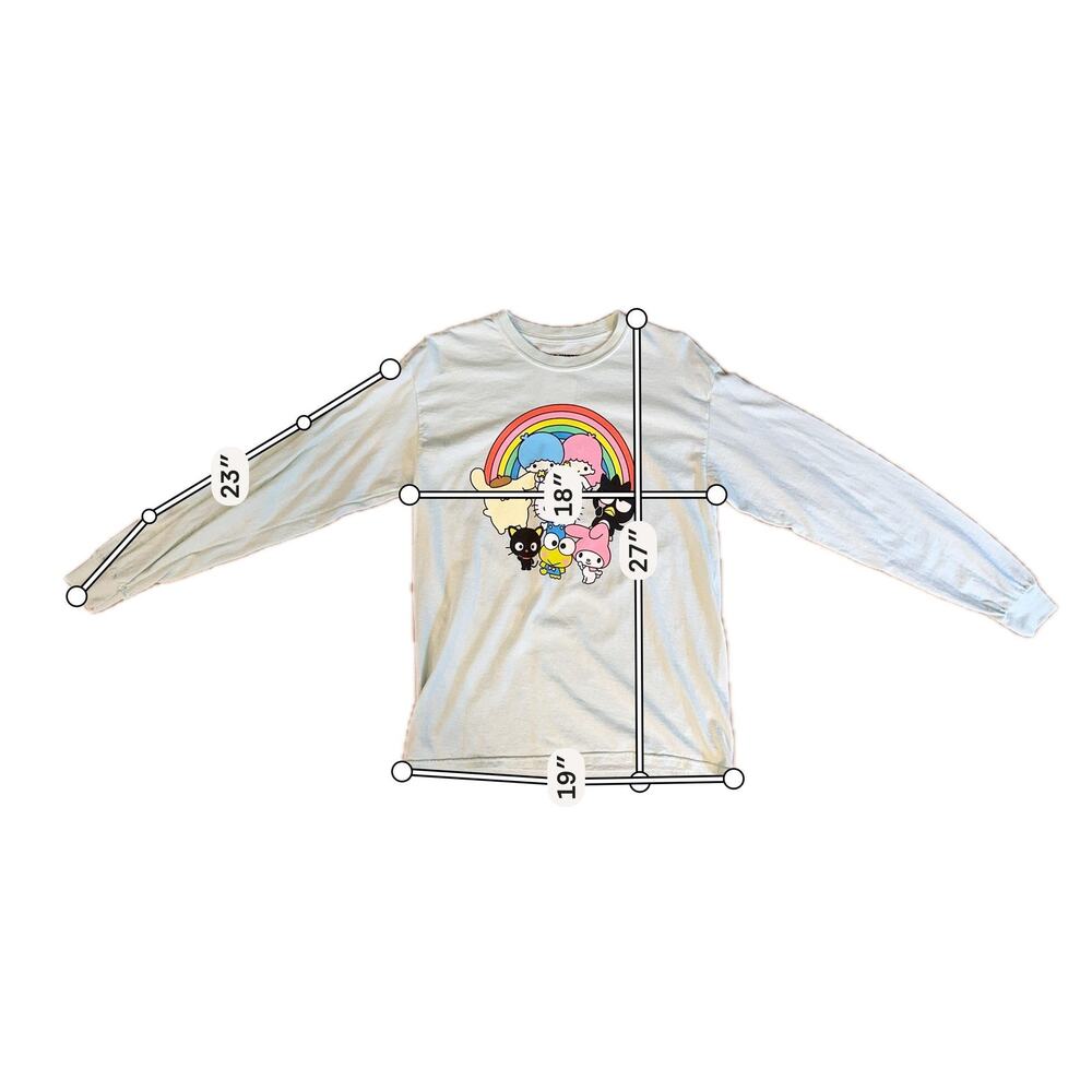 Forever 21 T Shirt Sz S/M Green Hello Kitty Friends Rainbow Long Sleeve Sanrio - Picture 5 of 8